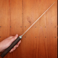 Unmarked Serrated 10" Knife Carbon Steel Star Inlay Re-Ground from American Cheese Knife 1890-30s