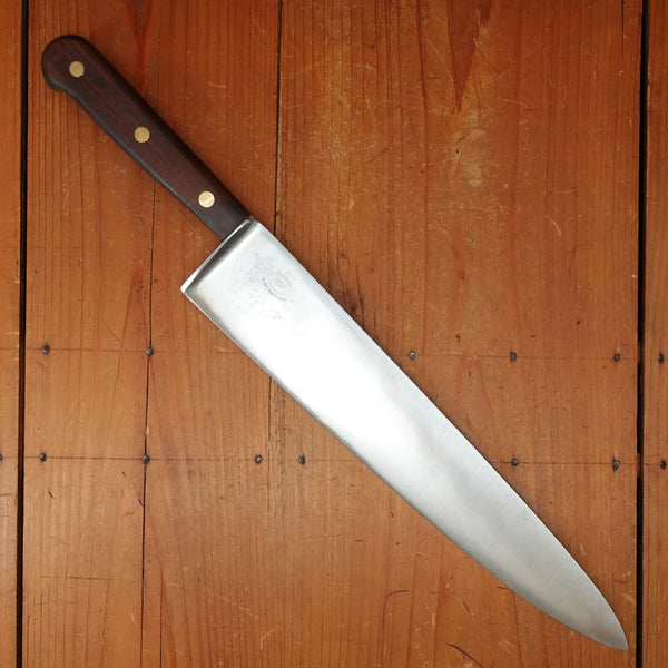 Unmarked (Lamson?) 12.25" Chef Knife Carbon Steel & Rosewood USA 1930s-60s