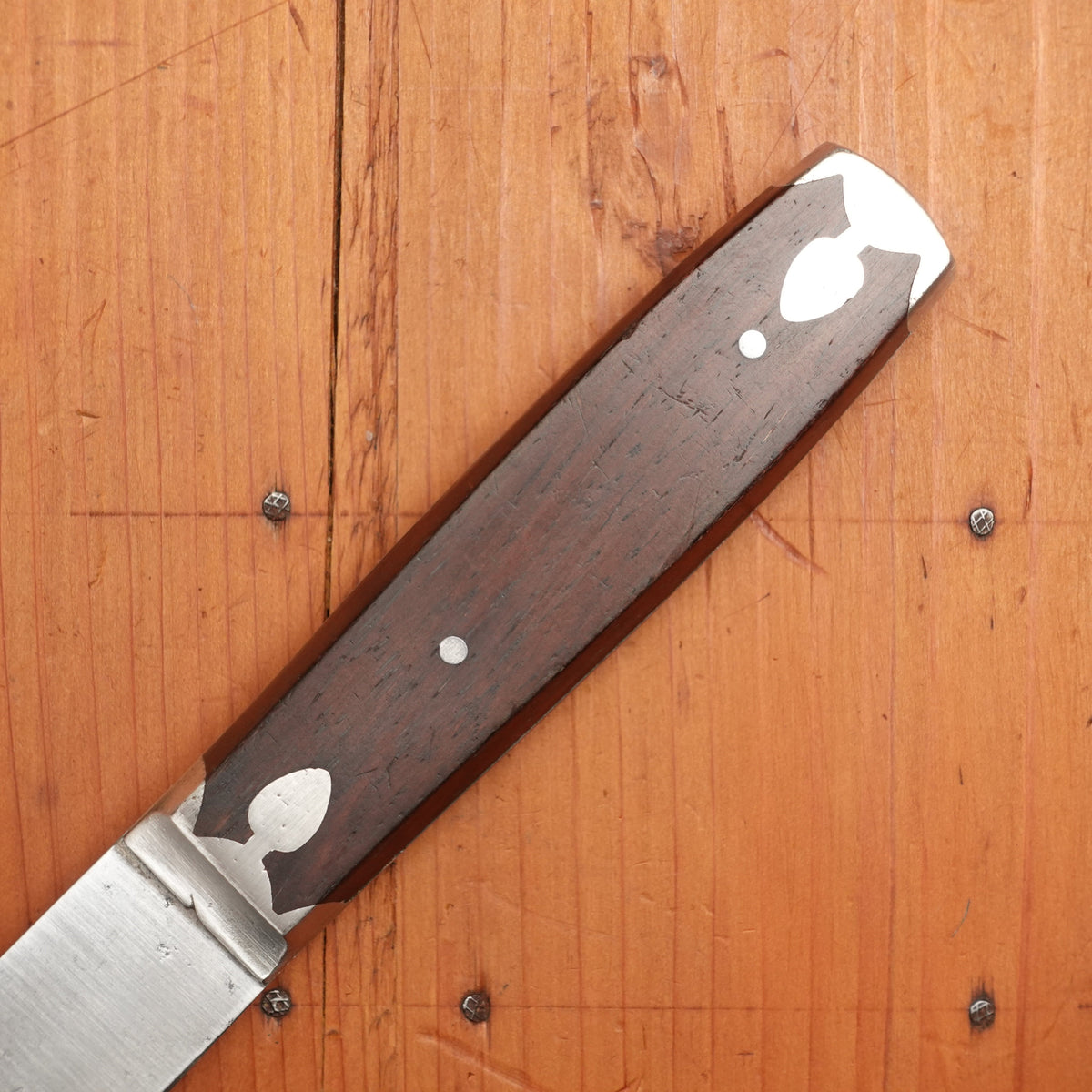 J Russell 6.5" Butcher Carbon Steel Cocobolo & Pewter 1880s-1920s