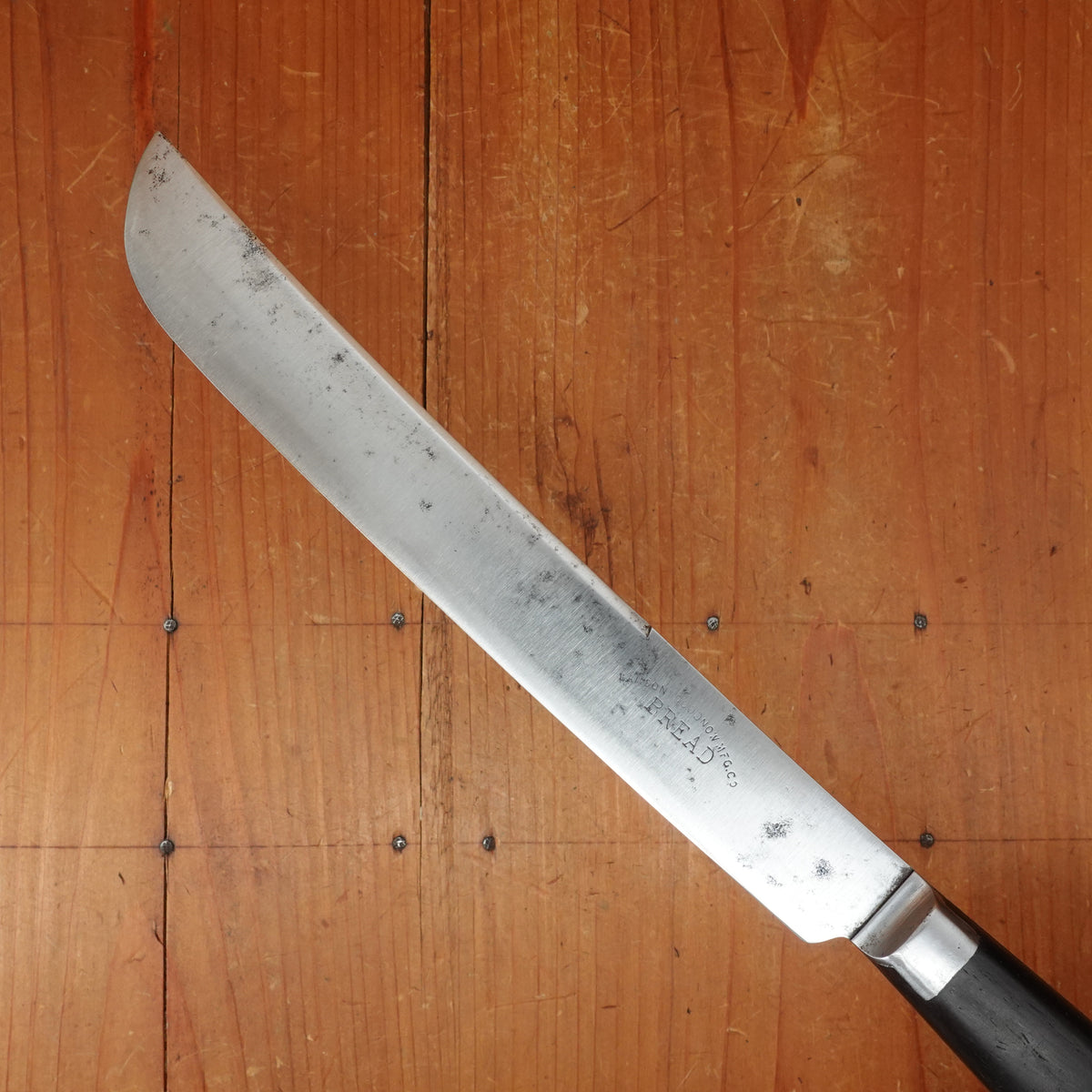 Lamson & Goodnow MFG co 8" Bread Knife Carbon Steel Lamson Pat Bolster Rosewood USA 1850s-80s