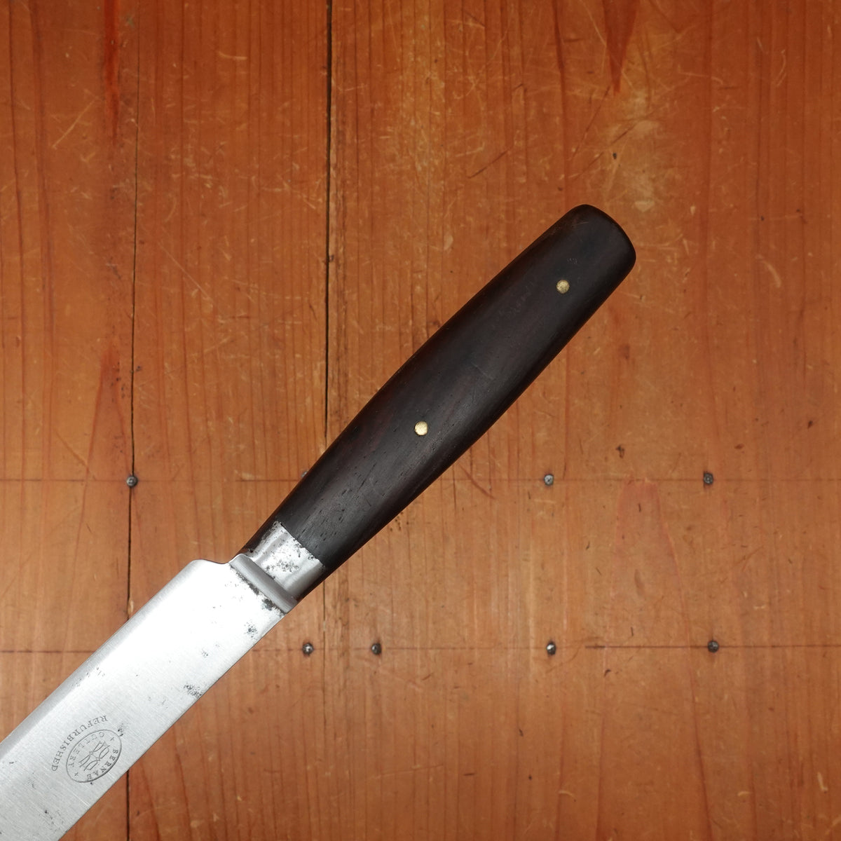 Lamson & Goodnow MFG co 8" Bread Knife Carbon Steel Lamson Pat Bolster Rosewood USA 1850s-80s