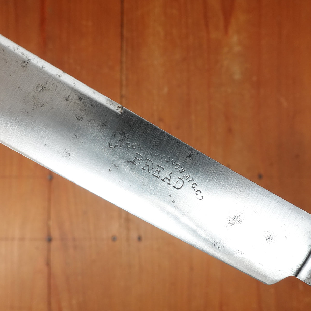 Lamson & Goodnow MFG co 8" Bread Knife Carbon Steel Lamson Pat Bolster Rosewood USA 1850s-80s