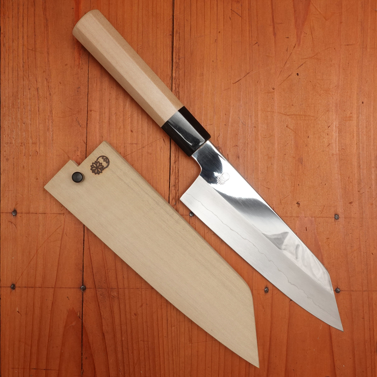 Sakai Kikumori Choyo 180mm Kiritsuke Santoku Ginsanko with Saya