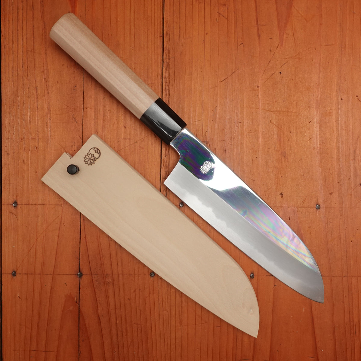 Sakai Kikumori Choyo 180mm Santoku Aogami 1 with Saya