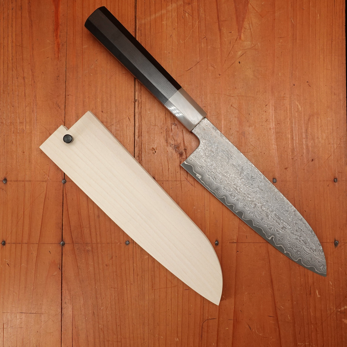 Sakai Kikumori Nakagawa Seiun 180mm Santoku VG10 Ebony with Saya