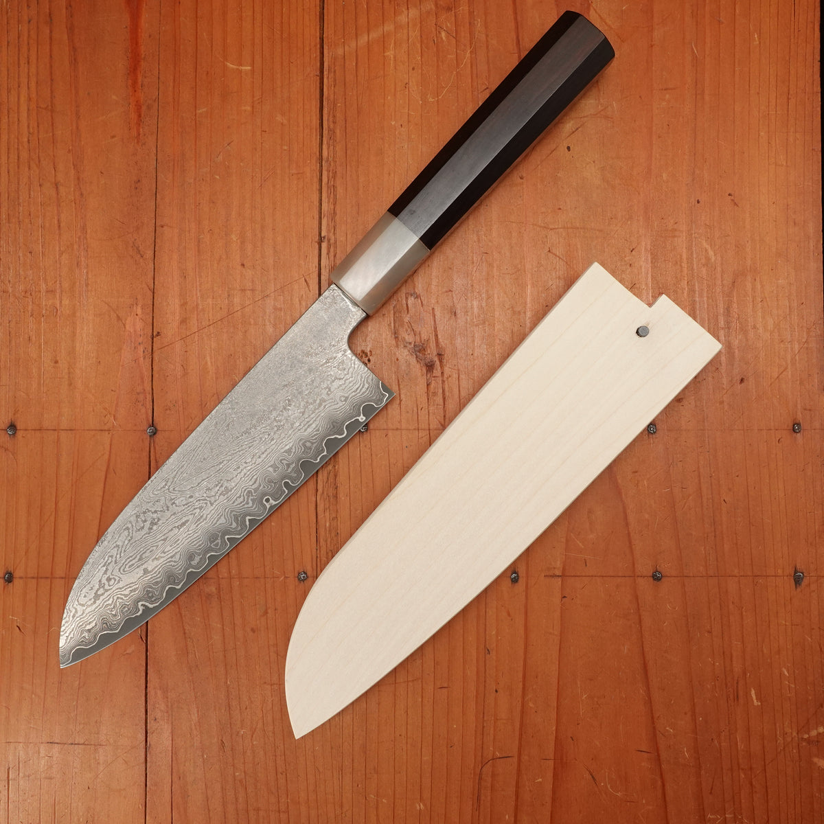 Sakai Kikumori Nakagawa Seiun 180mm Santoku VG10 Ebony with Saya