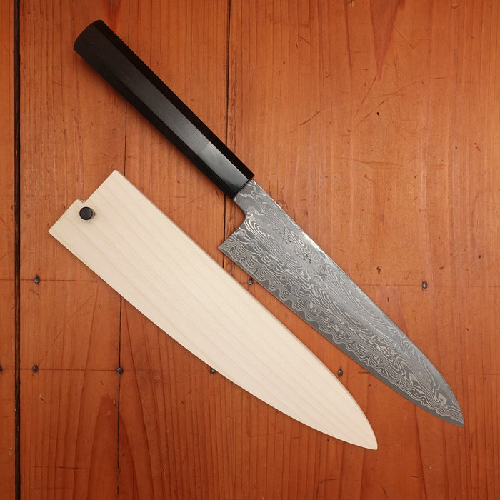 Sakai Kikumori Nakagawa 210mm Gyuto STRIX Damascus Ebony Handle with Saya