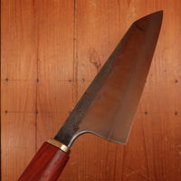 Rolin Knives Honyaki 200mm Bunka 26c3 Forge Finish Padauk & Textured Brass with Saya