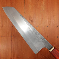 Rolin Knives Honyaki 200mm Bunka 26c3 Forge Finish Padauk & Textured Brass with Saya