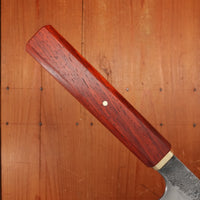 Rolin Knives Honyaki 200mm Bunka 26c3 Forge Finish Padauk & Textured Brass with Saya