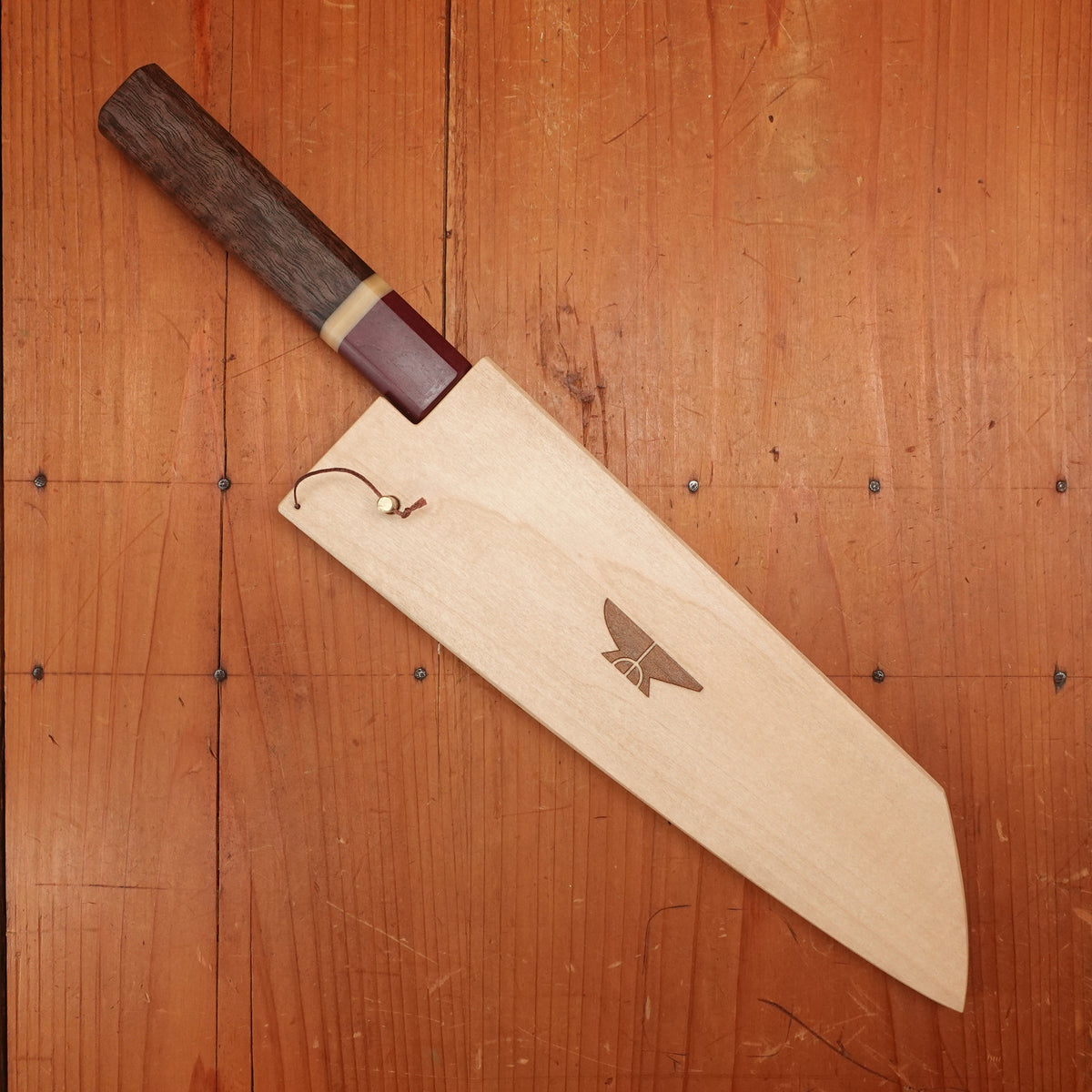 Rolin Knives Honyaki 200mm Bunka W2 Walnut Micarta Richlite with Saya