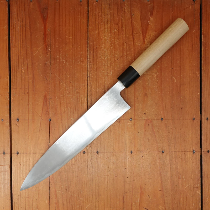 Shigefusa Kitaeji 240mm Wa-Gyuto 26c3 Suminagashi Magnolia Wood/Horn Ferrule Handle