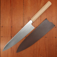Konosuke Sanjo GS+ 240mm Gyuto SLD Migaki Khii Chestnut Handle with Leather Sheath