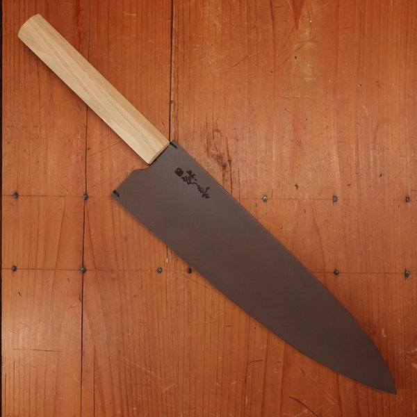 Konosuke Sanjo GS+ 240mm Gyuto SLD Migaki Khii Chestnut Handle with Leather Sheath