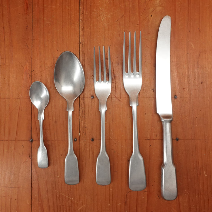 W Wright Old English Fiddle Stainless Yorkshire Rose Tumbled Finish Table Set - 5 Pieces
