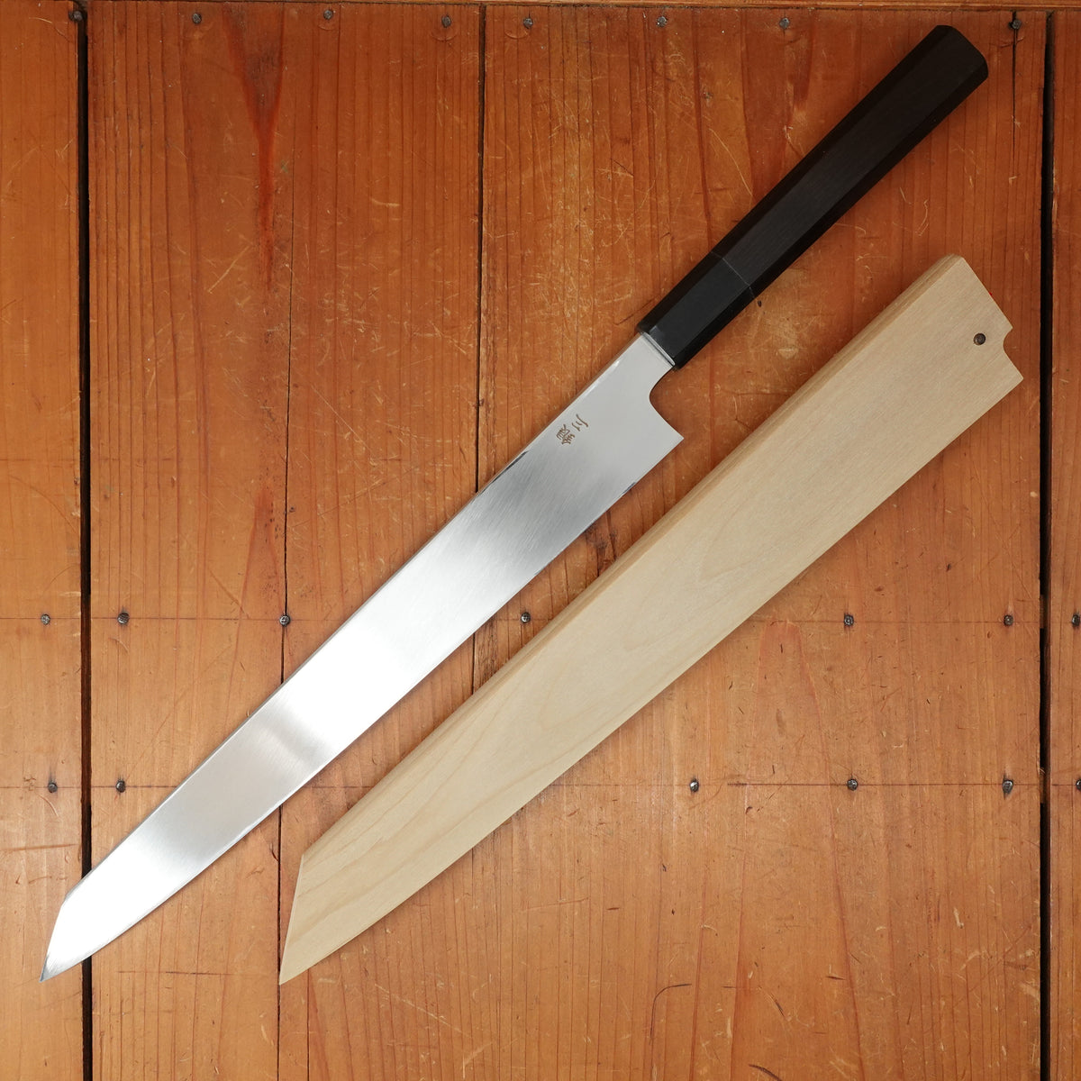 Hitohira Kikuchiyo Mosuke 300mm Kiritsuke Yanagi Stainless Clad Shirogami 3(Ginsanko) Ho/Horn with Saya