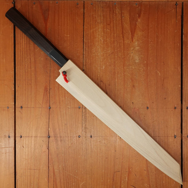 Hitohira Kikuchiyo Mosuke 300mm Kiritsuke Yanagi Stainless Clad Shirogami 3(Ginsanko) Ho/Horn with Saya