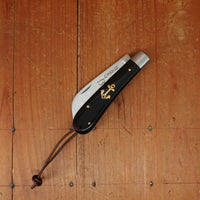 Au Sabot Armor / London Sailor 10.5cm Pocket Knife Sheepsfoot Stainless Horn Handle with Brass Anchor