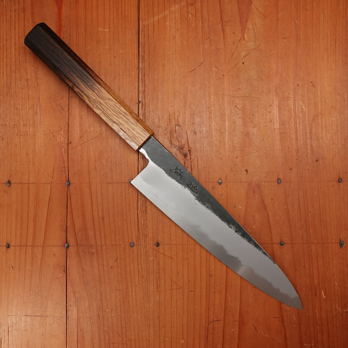 Hado Sumi 210mm Gyuto Shirogami 2 Kurouchi Finish Burnt Oak