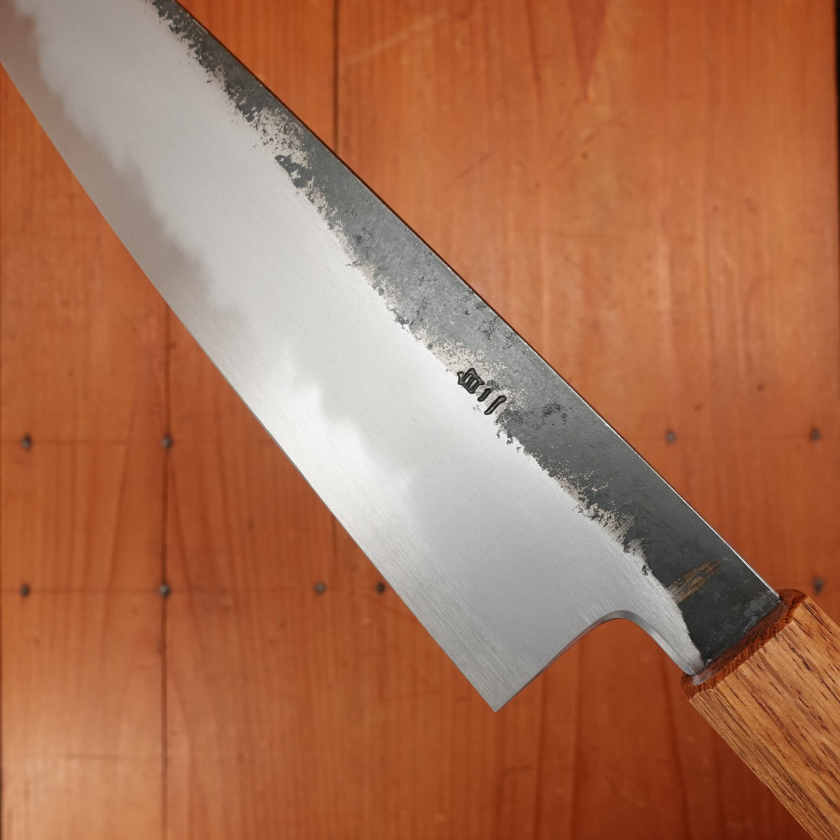 Hado Sumi 210mm Gyuto Shirogami 2 Kurouchi Finish Burnt Oak