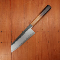 Hado Sumi 180mm Bunka Shirogami 2 Kurouchi Finish Burnt Oak