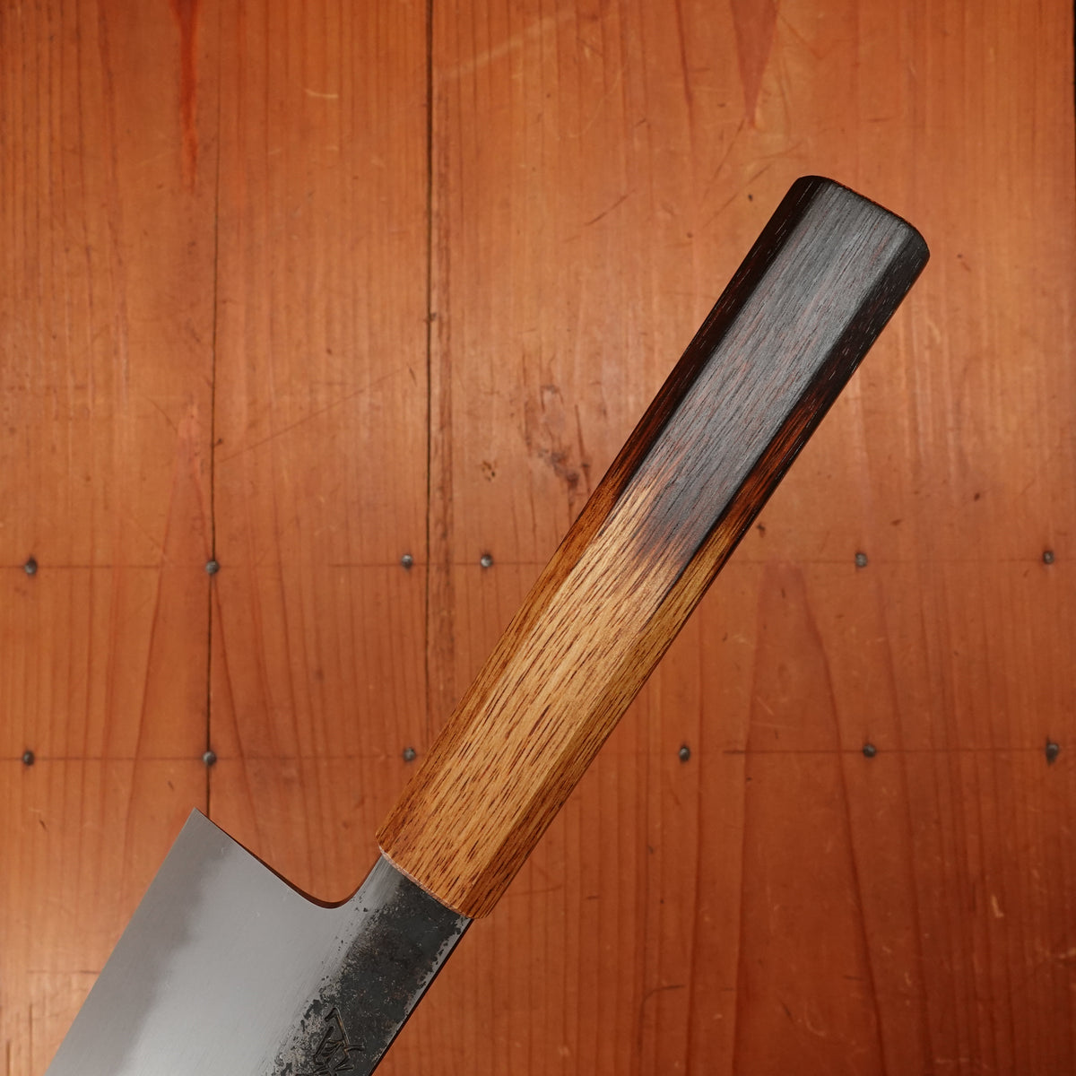 Hado Sumi 180mm Bunka Shirogami 2 Kurouchi Finish Burnt Oak