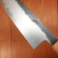 Hado Sumi 180mm Bunka Shirogami 2 Kurouchi Finish Burnt Oak