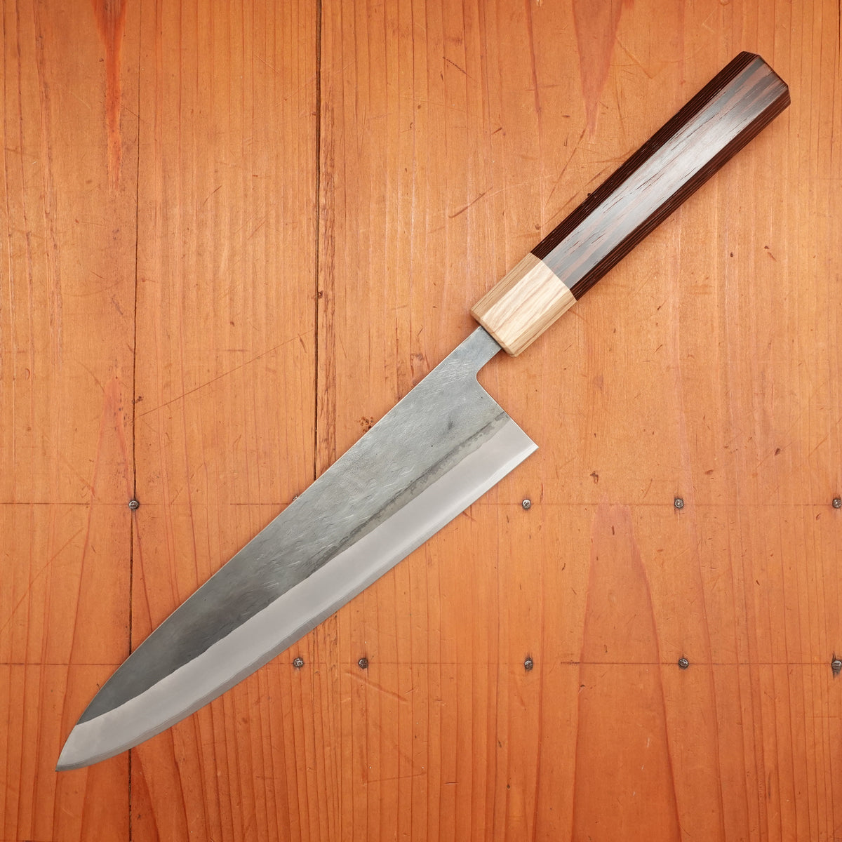 Hitohira TD 210mm Gyuto Stainless Clad Aogami 2 Kurouchi Wenge Handle