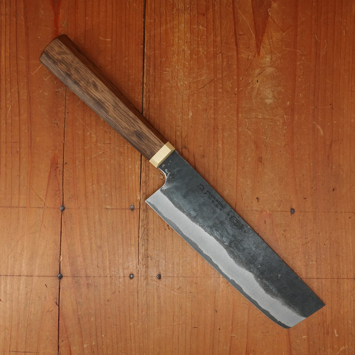 Blenheim Forge x Bernal Cutlery 165mm Nakiri Stainless Clad Aogami Super Oak & Brass