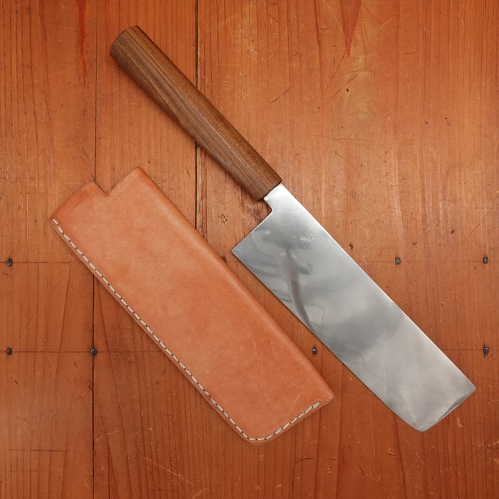 AZ Knives 180mm Nakiri UHB20C Honyaki Lapacho Handle with Leather Sheath