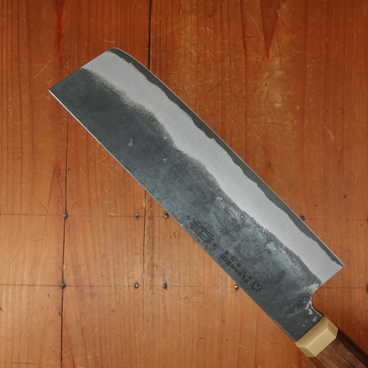 Blenheim Forge x Bernal Cutlery 165mm Nakiri Stainless Clad Aogami Super Oak & Brass