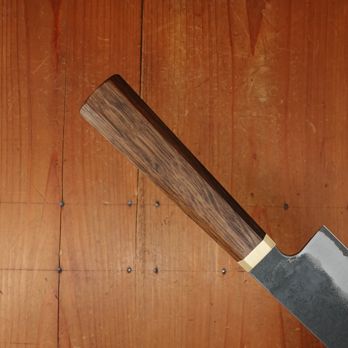 Blenheim Forge x Bernal Cutlery 165mm Nakiri Stainless Clad Aogami Super Oak & Brass