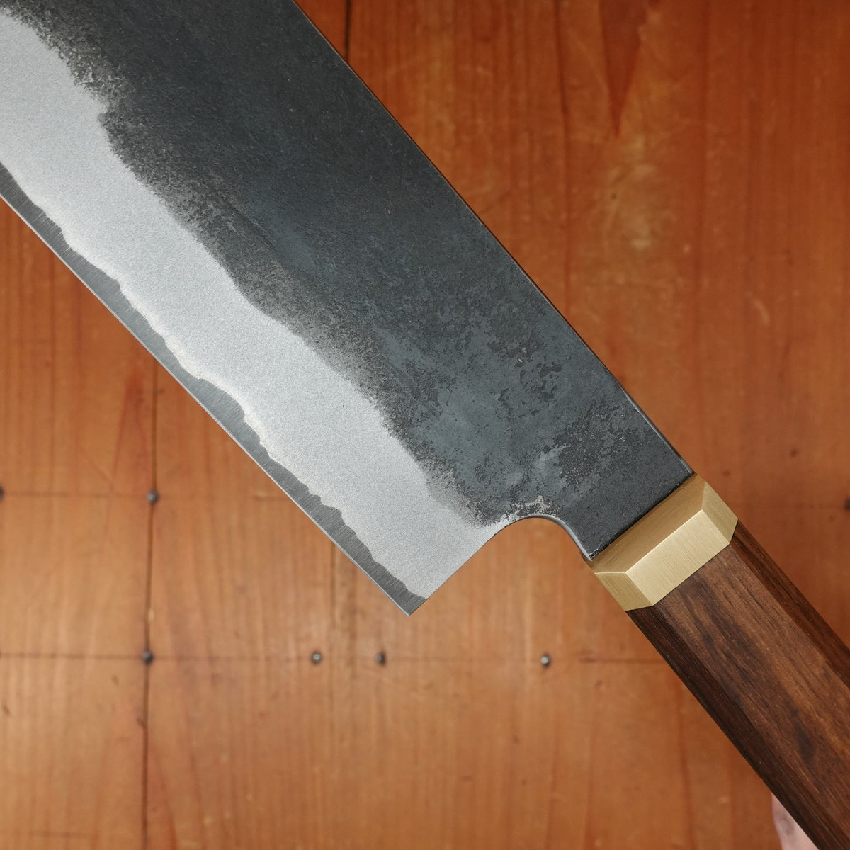Blenheim Forge x Bernal Cutlery 165mm Nakiri Stainless Clad Aogami Super Oak & Brass