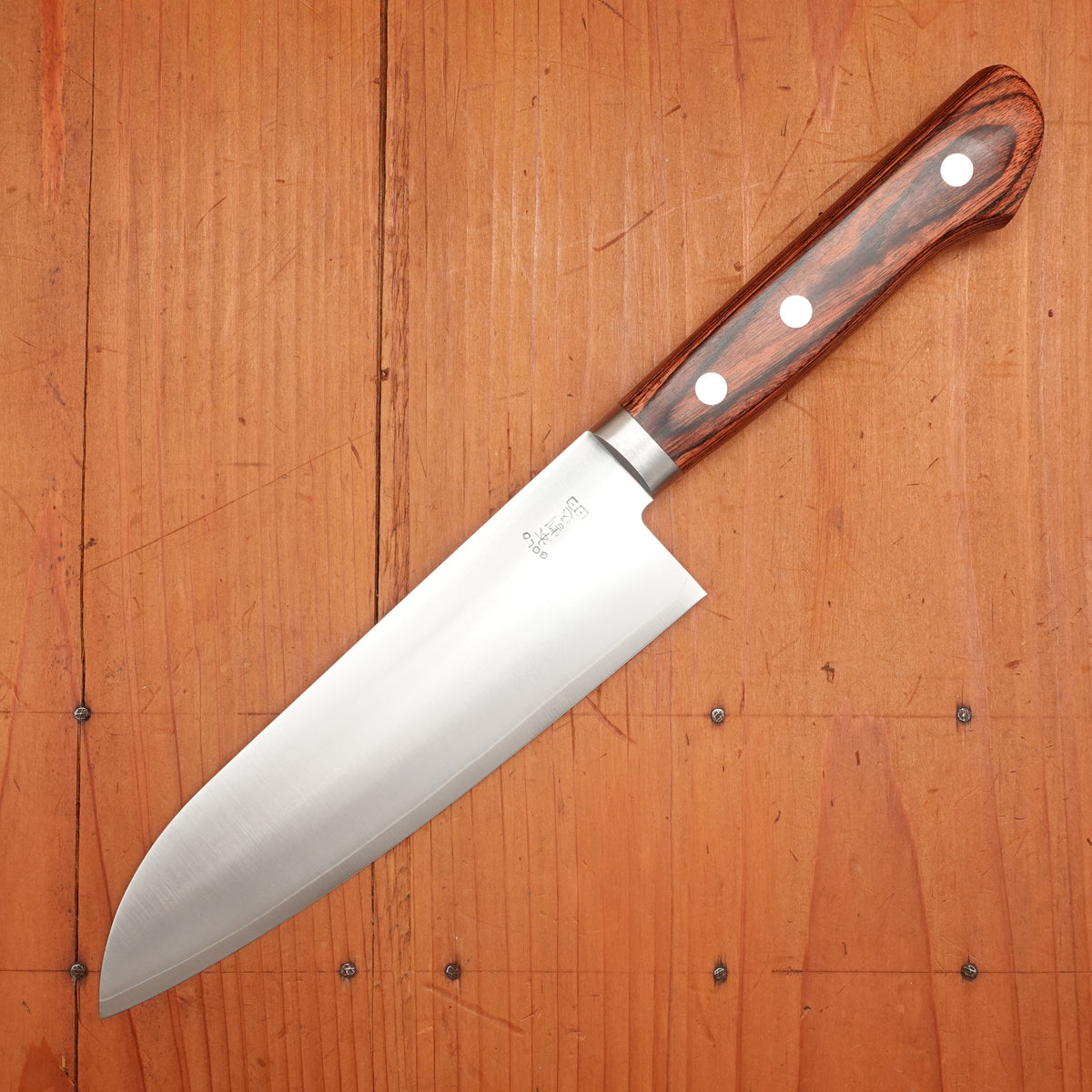 Hitohira Imojiya MZ 165mm Santoku VG-1 Imitation Mahogany Handle