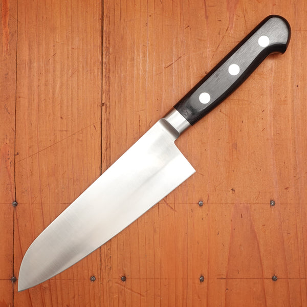 Morihei Hisamoto 165mm Santoku Stainless Pakka Handle Natural Stone Finish