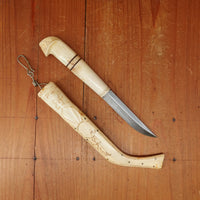 Minty Johannes Lauri 95mm Sami Puukko Carbon Steel (W Hamon) Reindeer Handle & Sheath 1924-45 Rouvaniemi Finland