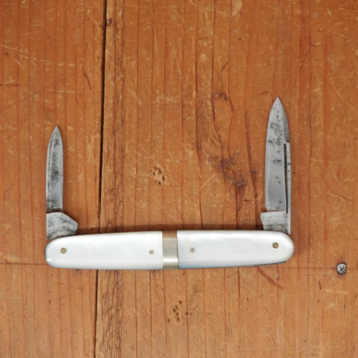 Curtin & Clark Cutlery (Tidioute Cutlery made?) 3" Pen Knife MOP 1910-20