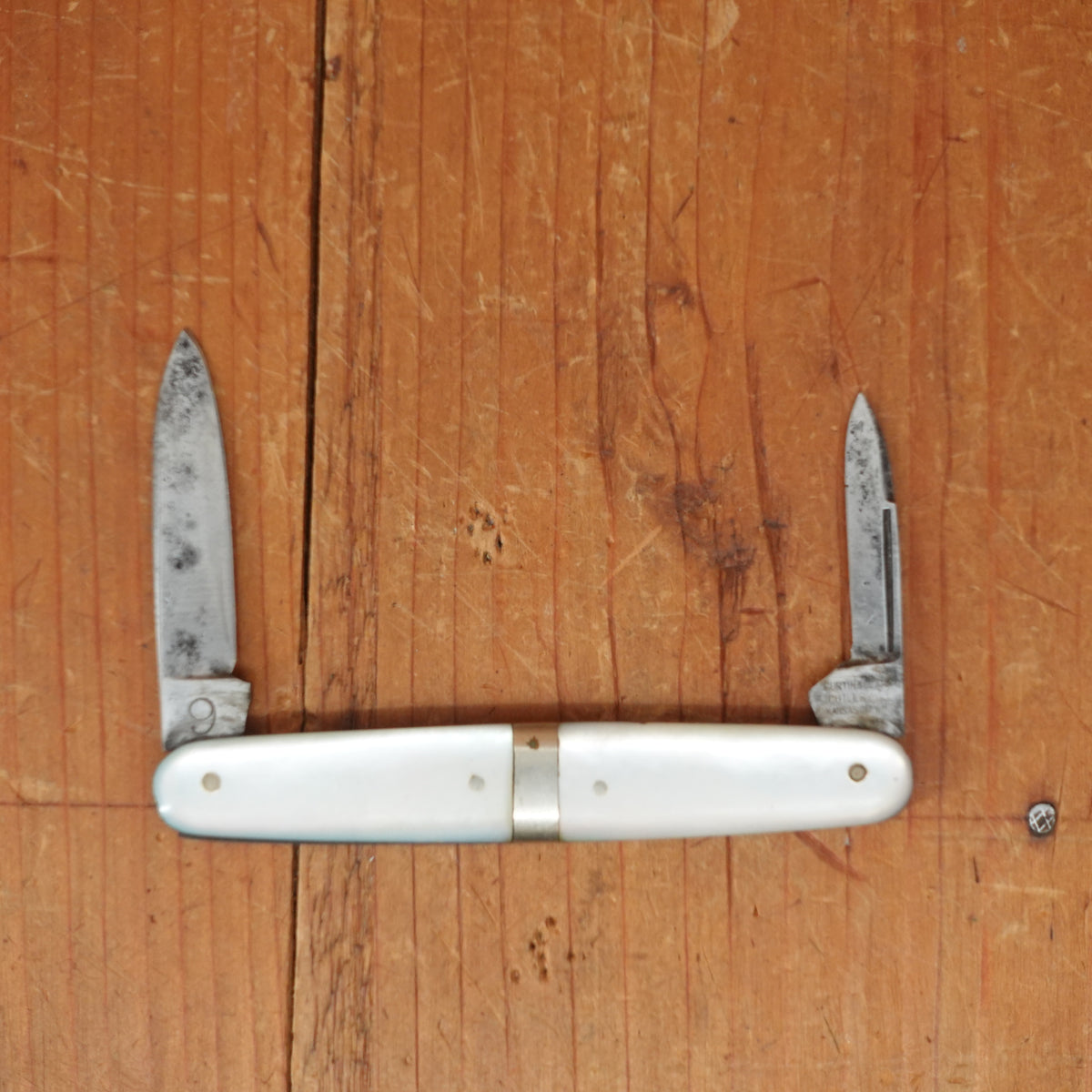 Curtin & Clark Cutlery (Tidioute Cutlery made?) 3" Pen Knife MOP 1910-20