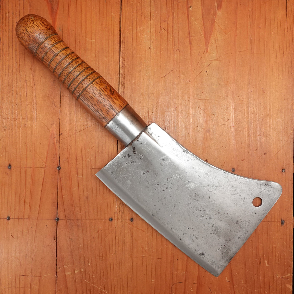 W M Beatty 7" Cleaver Hand Forged Carbon Steel Turned Handle Chester PA USA 1880s-1900