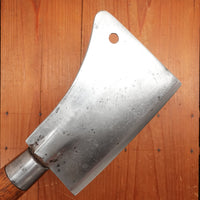 W M Beatty 7" Cleaver Hand Forged Carbon Steel Turned Handle Chester PA USA 1880s-1900