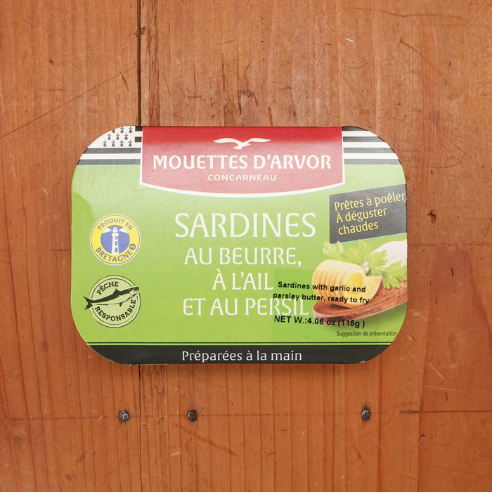 Les Mouettes d’Arvor Sardines with Butter, Garlic & Parsley - 120g