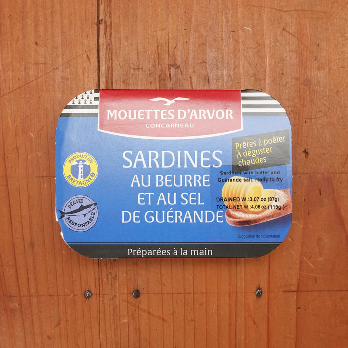 Les Mouettes d’Arvor Sardines with Butter & Guérande Sea Salt  - 120g