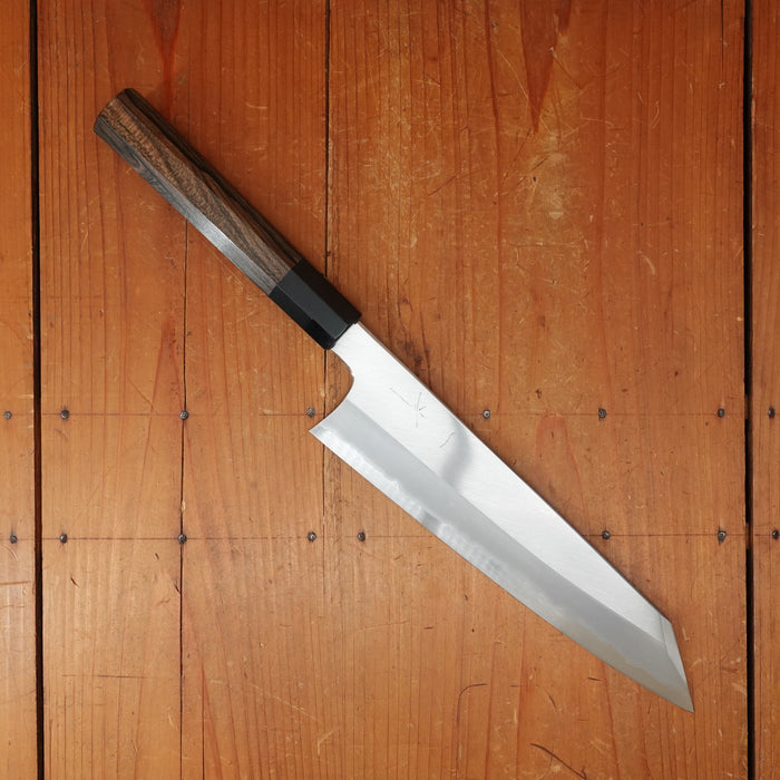 Hitohira Togashi 240mm Kiritsuke Gyuto Stainless Clad Shirogami 1 Migaki Ziricote Handle