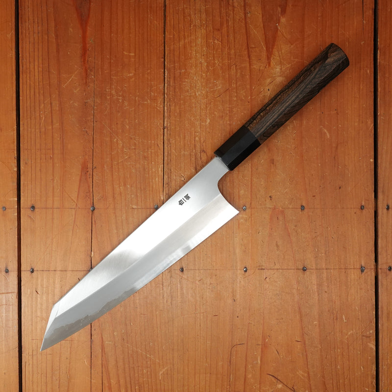 Hitohira Togashi 240mm Kiritsuke Gyuto Stainless Clad Shirogami 1 Migaki Ziricote Handle