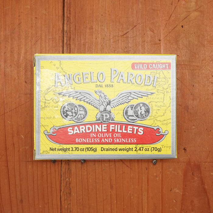 Angelo Parodi Boneless Skinless Sardine Fillets in Olive Oil - 105g