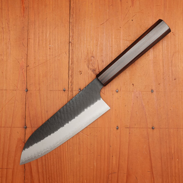 Nigara Hamono 180mm Santoku SG2 Kurouchi Tsuchime Ebony Handle