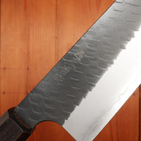 Nigara Hamono 180mm Santoku SG2 Kurouchi Tsuchime Ebony Handle