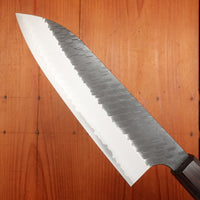 Nigara Hamono 180mm Santoku SG2 Kurouchi Tsuchime Ebony Handle