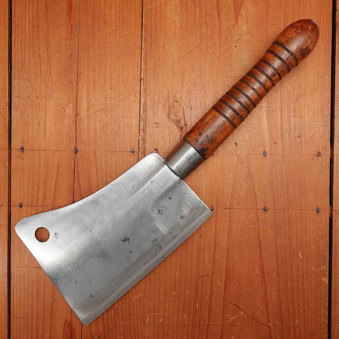 WM Beatty & Son 7" Cleaver Hand Forged Carbon Steel Turned Handle Chester PA USA 1880s-1900