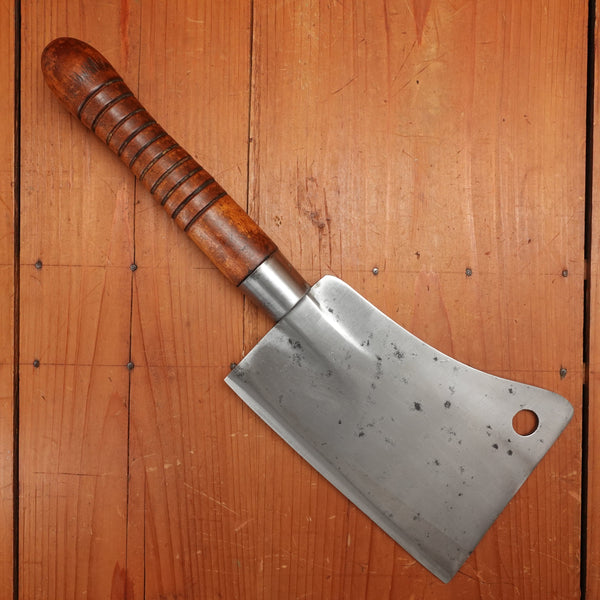 WM Beatty & Son 7" Cleaver Hand Forged Carbon Steel Turned Handle Chester PA USA 1880s-1900